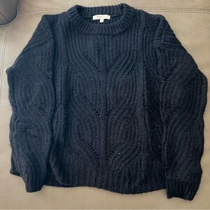 Madewell Black Textured Cable Crewneck Sweater